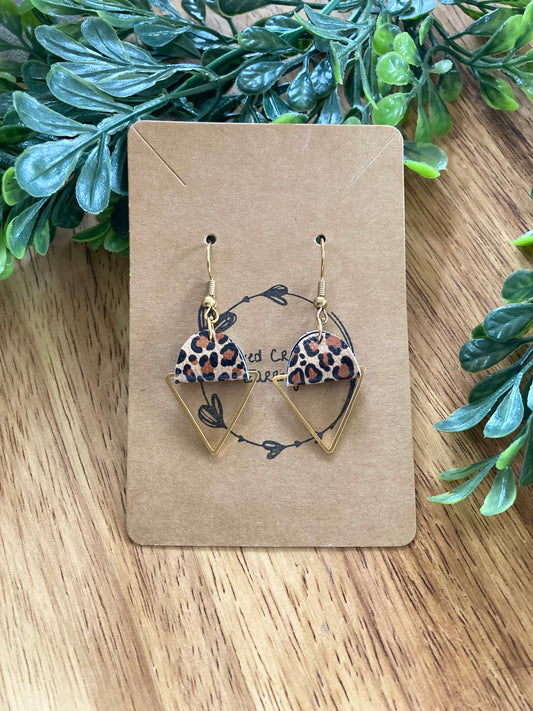 Leopard Print Triangle Earrings