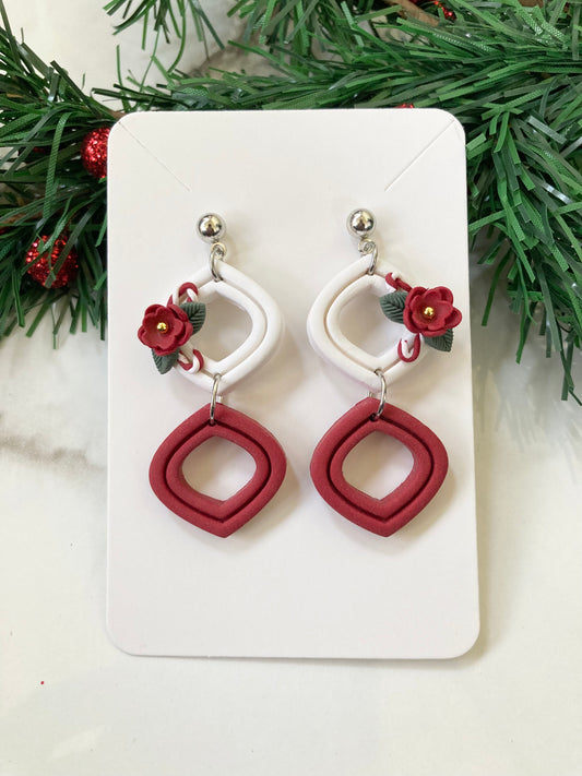 Christmas Clay Flower Earrings