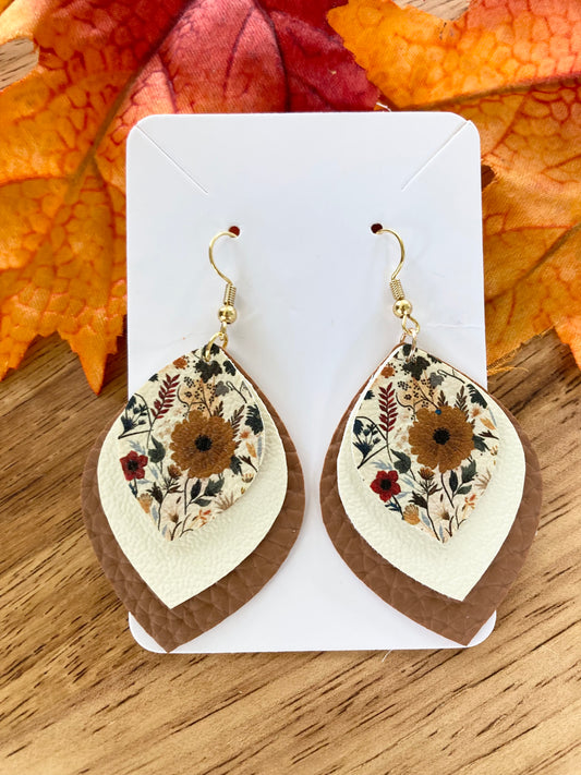 Brown Fall Floral Earrings