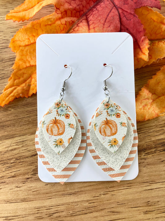 Orange Stripe Pumpkin Earrings