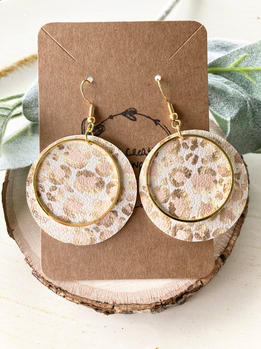 Gold Simmer Leopard Circle Earrings