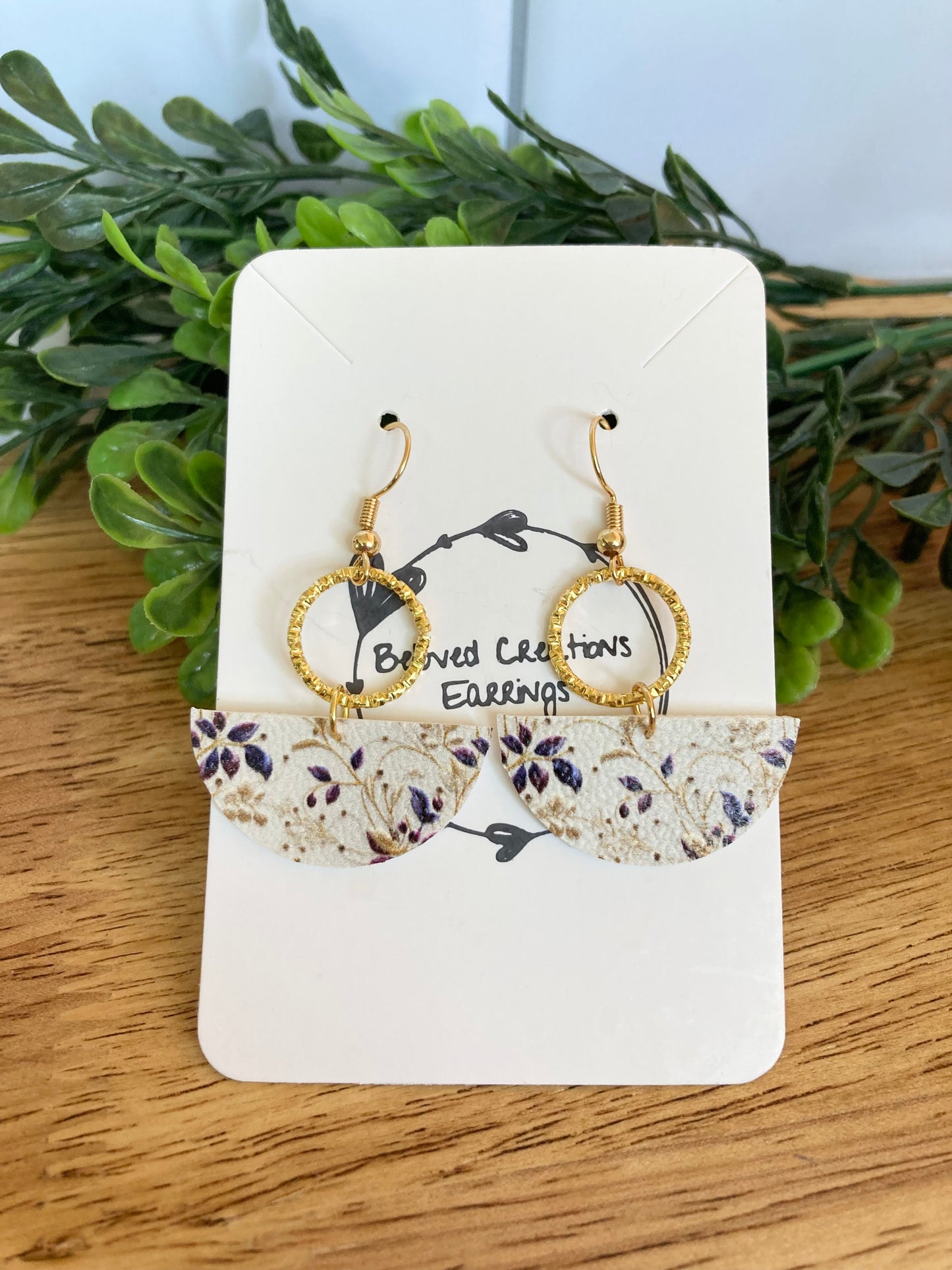 Floral Half Circle Hoop Earrings