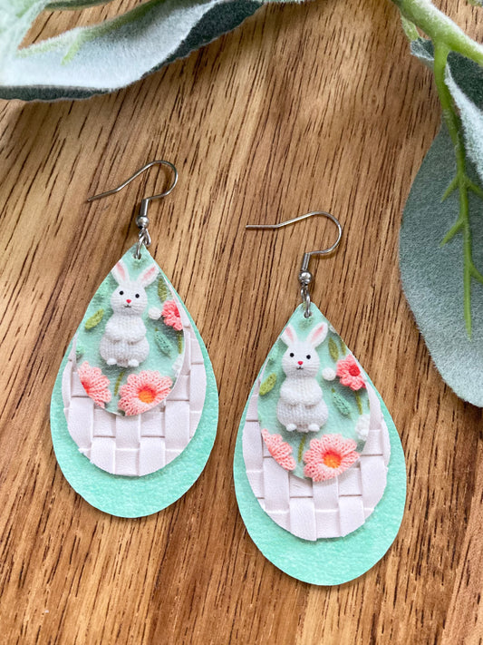 Mint Easter Bunny Earrings