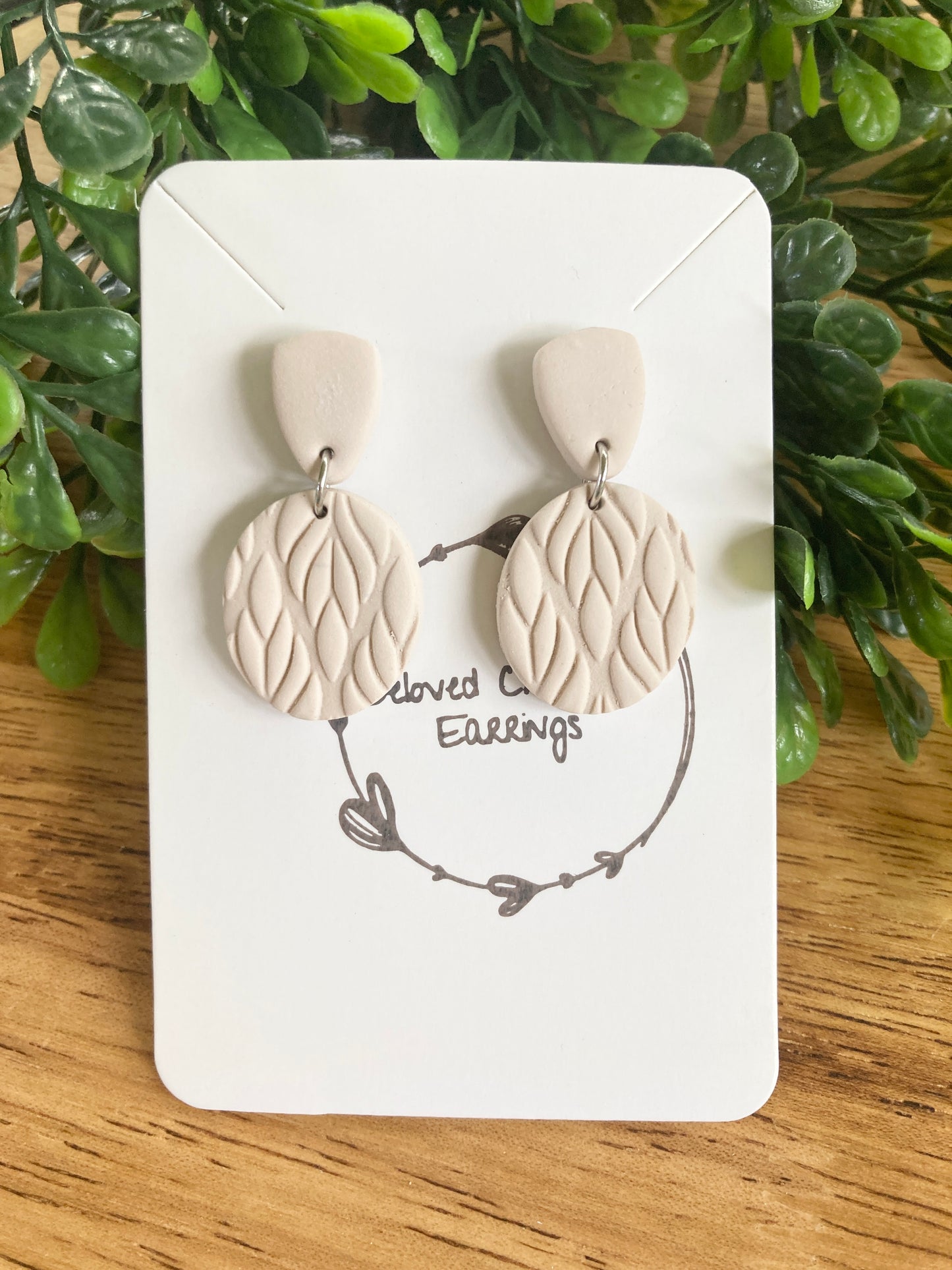 Texture Oatmeal Clay Earrings