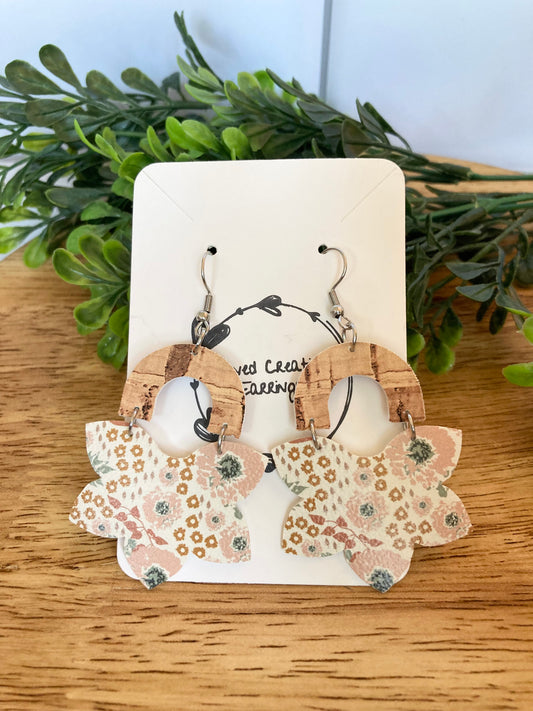 Cork and Floral Earrings