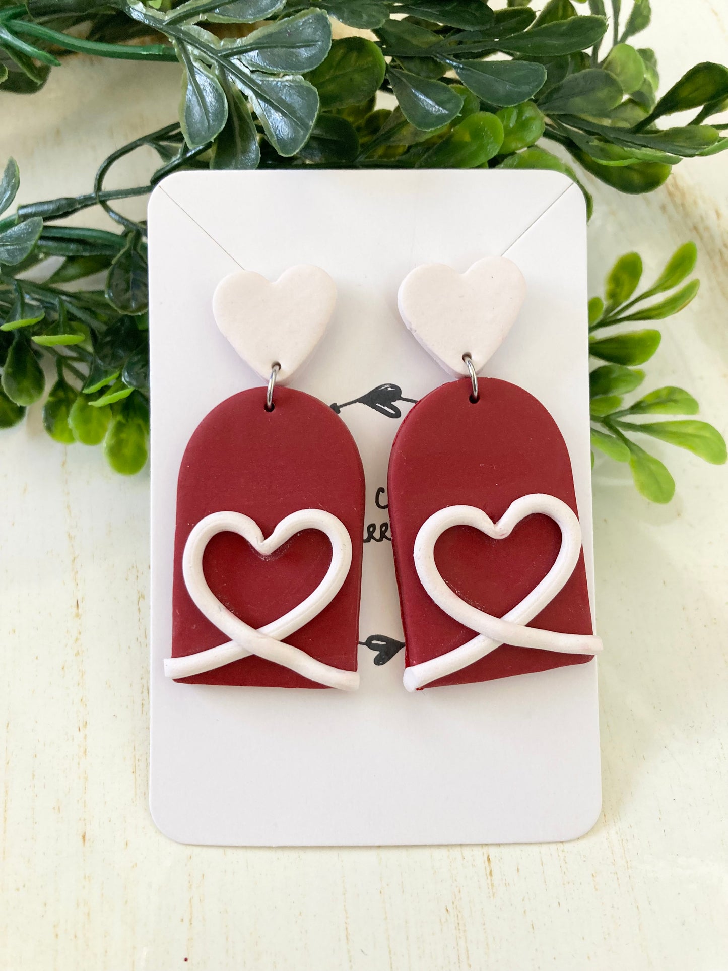 Doodle Heart Clay Earrings