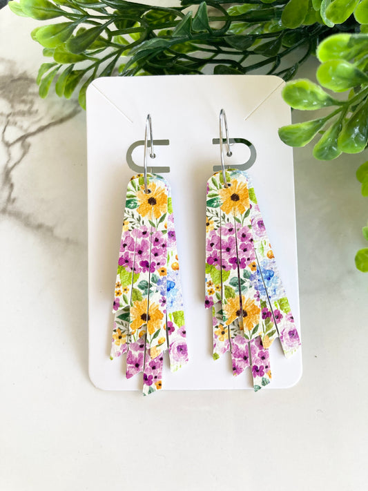 Floral Fringe Hoop Earrings