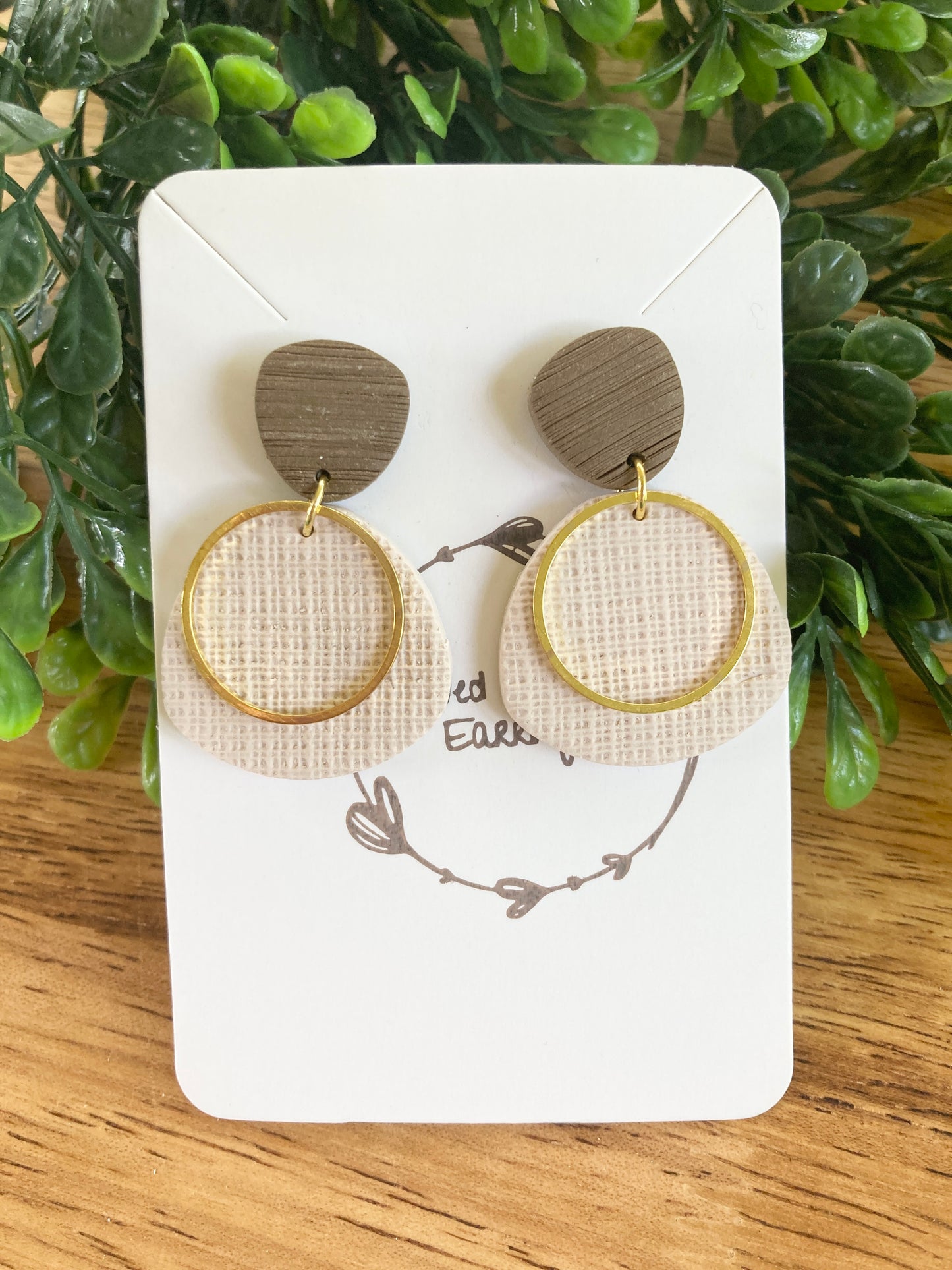 Oatmeal Clay with Hoop Earrings