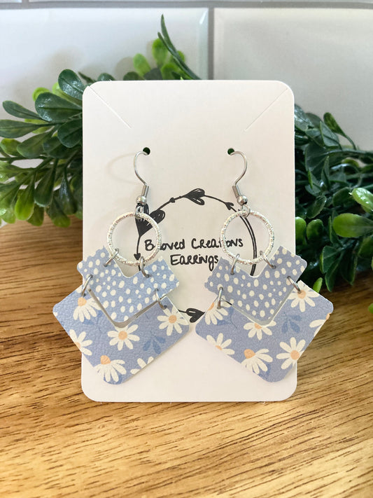 Blue Daisy Earrings