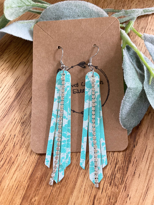 Teal Fringe Earrings