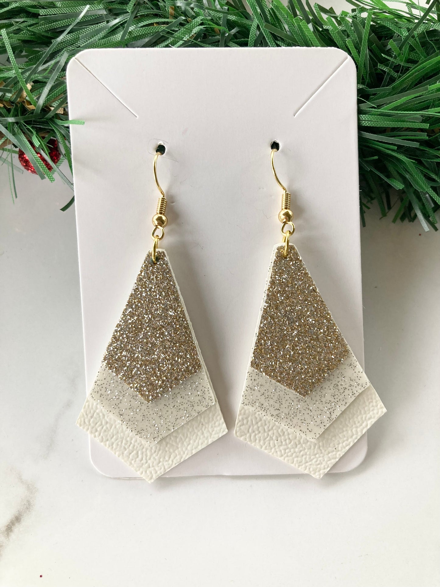 White and Gold Earrings