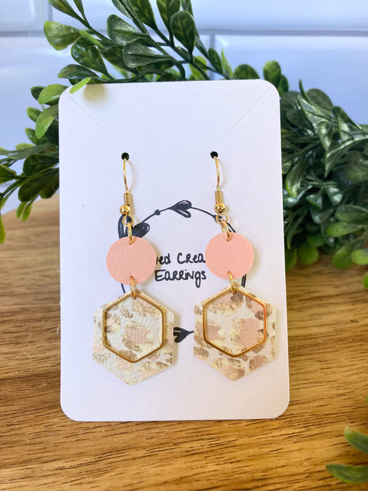 Pink Hexagon Earrings