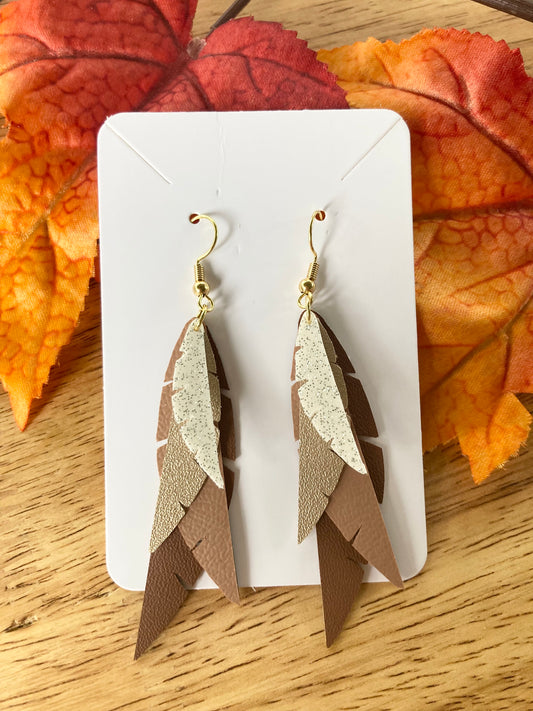 Brown Feather Earrings