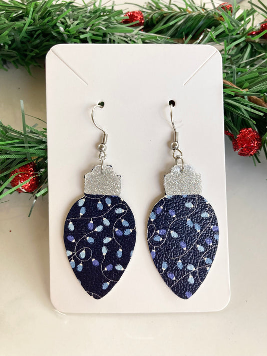 Blue Christmas Lights Earrings