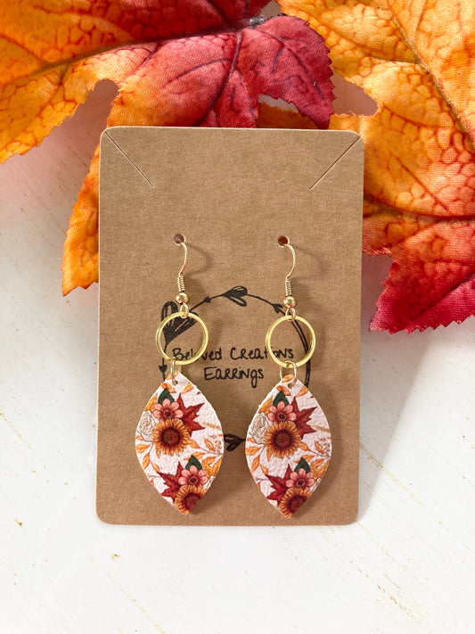 Fall Sunflower Hoop Earrings