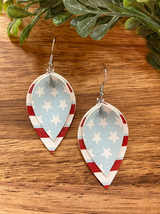 Light Stars and Stripes Pinched Earrings