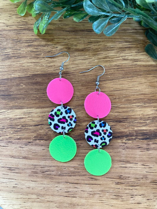 Bright Summer Leopard Circle Earrings