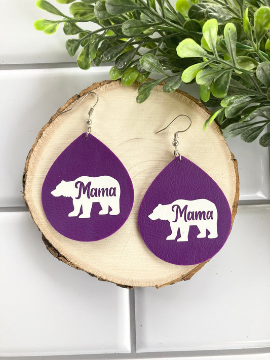 Purple Mama Bear Earrings