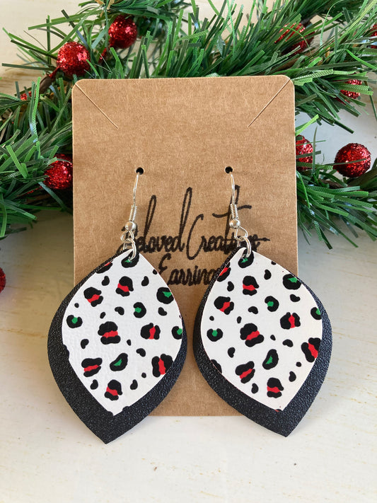 Red and Green Leopard Earrings
