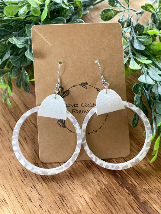 White Leopard Acrylic Hoop Earrings