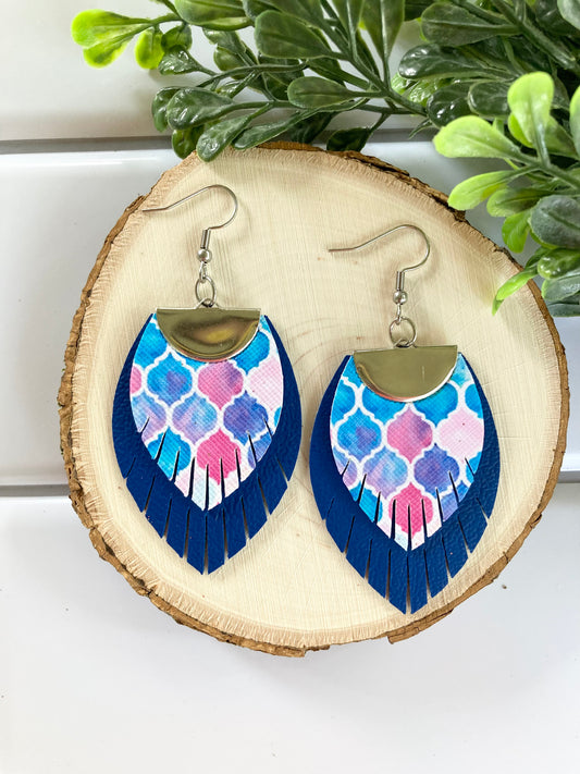 Blue Fringe Earrings