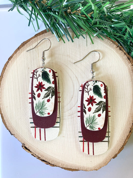 Plaid Winter Foliage Earrings