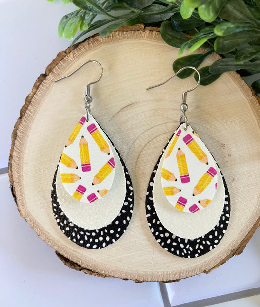 Notebook Pencil Earrings