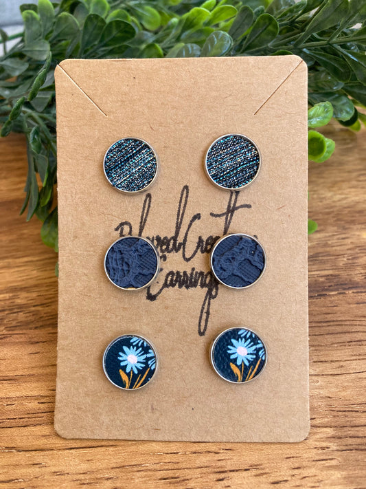 Blue Flower Stud Set