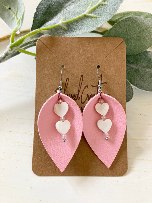 Pinched Pink Heart Earrings